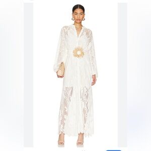 HEMANT & NANDITA Cream Lace Kimono